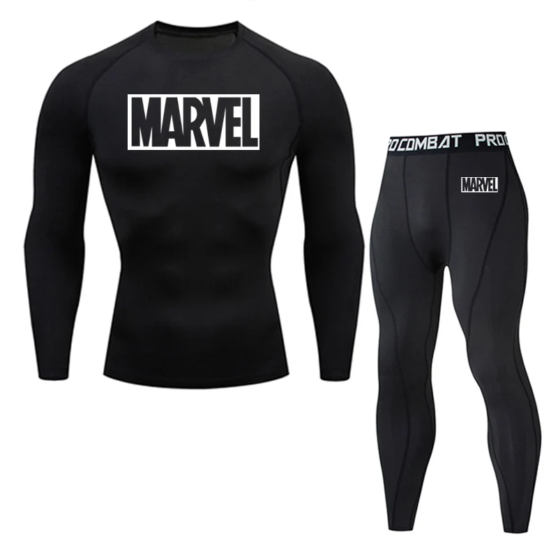Men's thermal underwear underpants Kit Sports compression clothing MARVEL tracksuit for men Fitness slim joggers base layer set