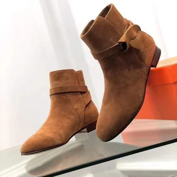

vallu2020 autumn and winter low-heeled short-tube sheep Beijing face fashion all-match white-collar beauty women's boots
