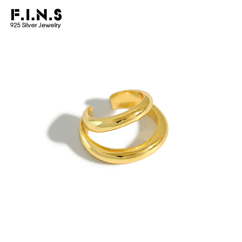 

F.I.N.S 1Pc Korean S925 Sterling Silver Ear Buckle Simple Geometric Double-Layered Circle Ear Clip Cartilage without Puncture