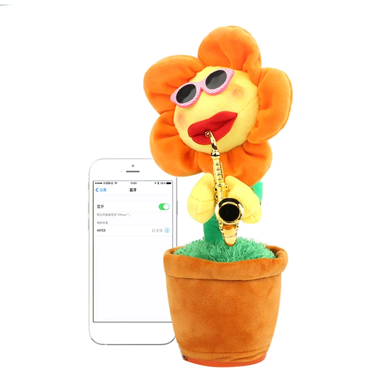 Electric Toys Singing Dancing Saxophone Soft Plush Potted Sunflower Animated Dancing Flower Doll Light Music Toys