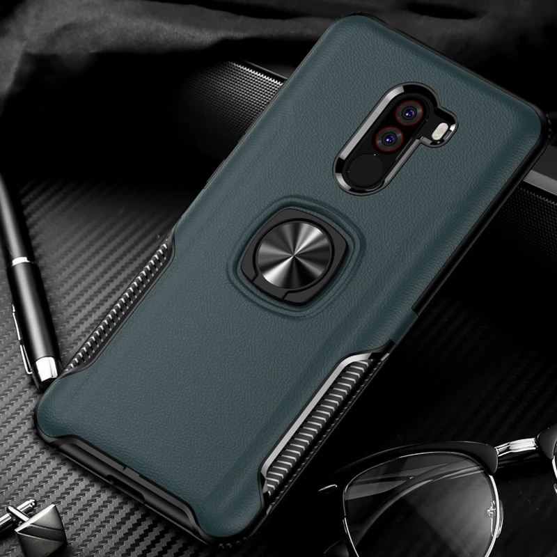 molle phone pouch Shockproof Armor Case For Xiaomi POCOPHONE F1 Metal Finger Ring Holder Stand Magnet Bracket Back Cover Xiaomi POCOPHONE F1 Cases arm pouch for phone