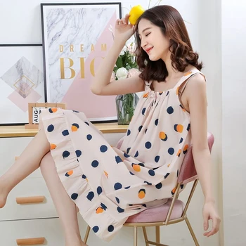 

Plus size nightdress women's home service cotton nightdress female summer sleeveless loose printing casual new Tempting пижама