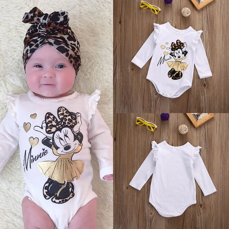 

2019 Newest Hot Newborn Infant Baby Girls Long Sleeve Minnie Mouse Jumpsuit Bodysuit Outfit Set Clothes 0-18M