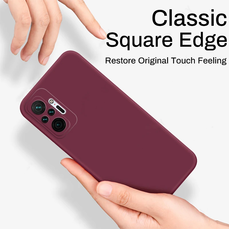 Funda de silicona líquida cuadrada Original para Xiaomi Redmi Note 12 11 10 Pro 11S 9S Mi 11 Lite 10T 11T Pro, funda protectora trasera suave