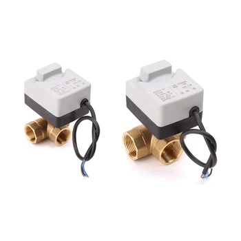 

2 Pcs Ac220V 3-Way Electric Motorized Ball Valve Three-Wire Two Control for Air Conditioning Electric Actuator Ball Valve, Dn20