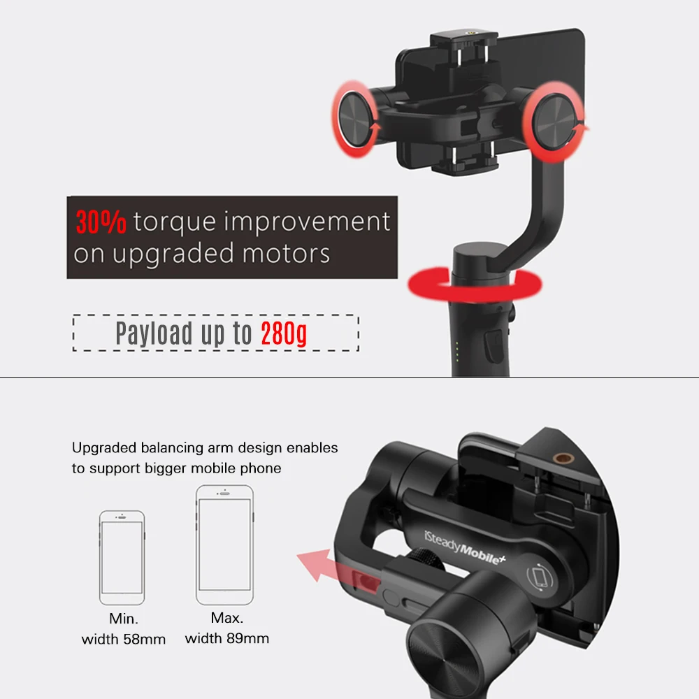 Hohem iSteady Мобильный Plus 3-Axis смартфон шарнирный стабилизатор для камеры GoPro, для iPhone11Pro/Max, для смартфонов на базе Android, 280 г Полезная нагрузка