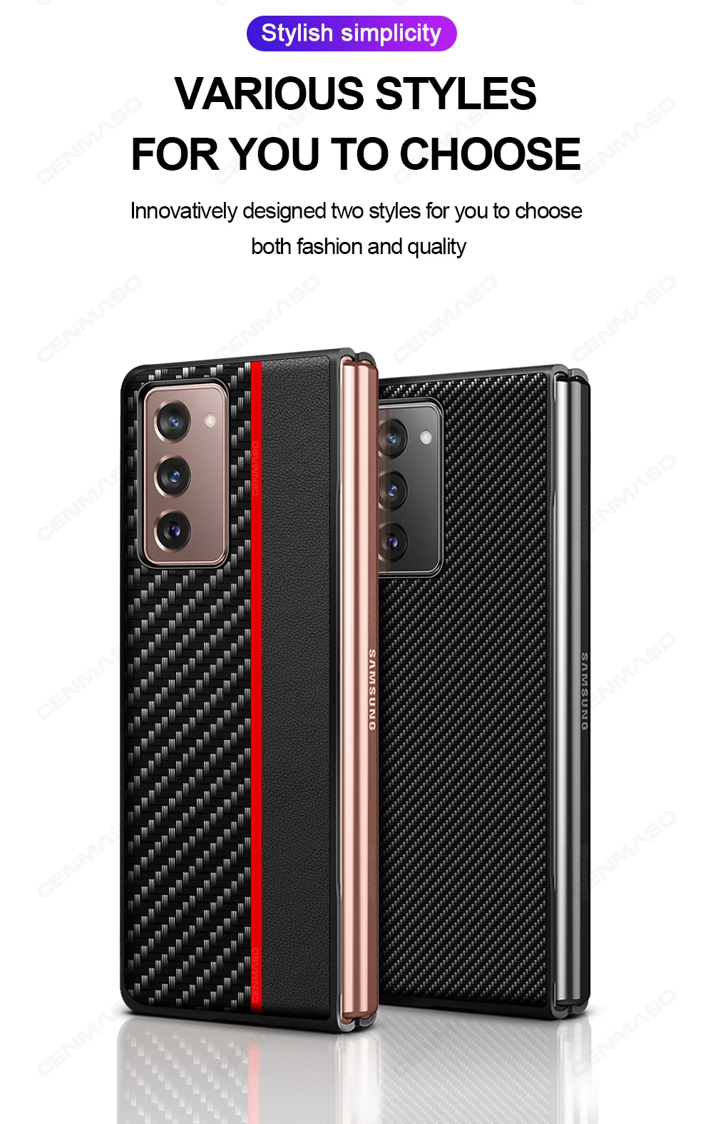 For Samsung Galaxy Z Fold 2 Case CENMASO Original Carbon Fiber Texture Leather Shockproof Back Cover For Samsung Fold2 5G Case