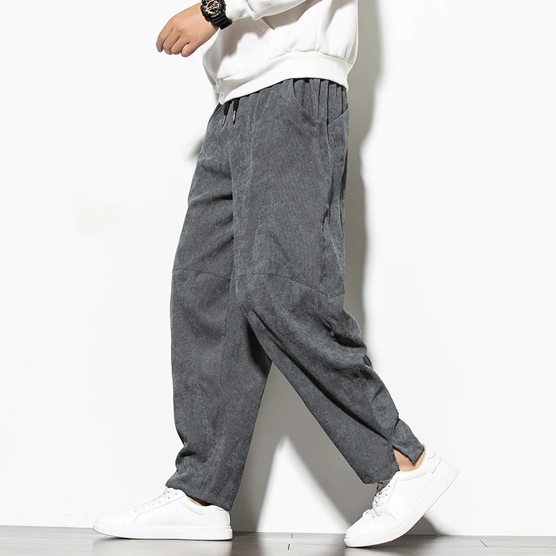 Вельветовые мужские брюки на весну и лето, повседневные Черные, прямые Стрейчевые вельветовые брюки, мужские брюки большого размера 4XL 5XL Y2007 - Цвет: 125Gray