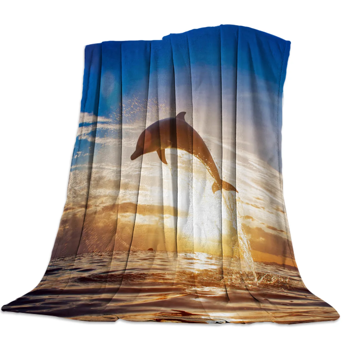 Одеяло с дельфином морским прыжком животными закатом жизнью дикой природы