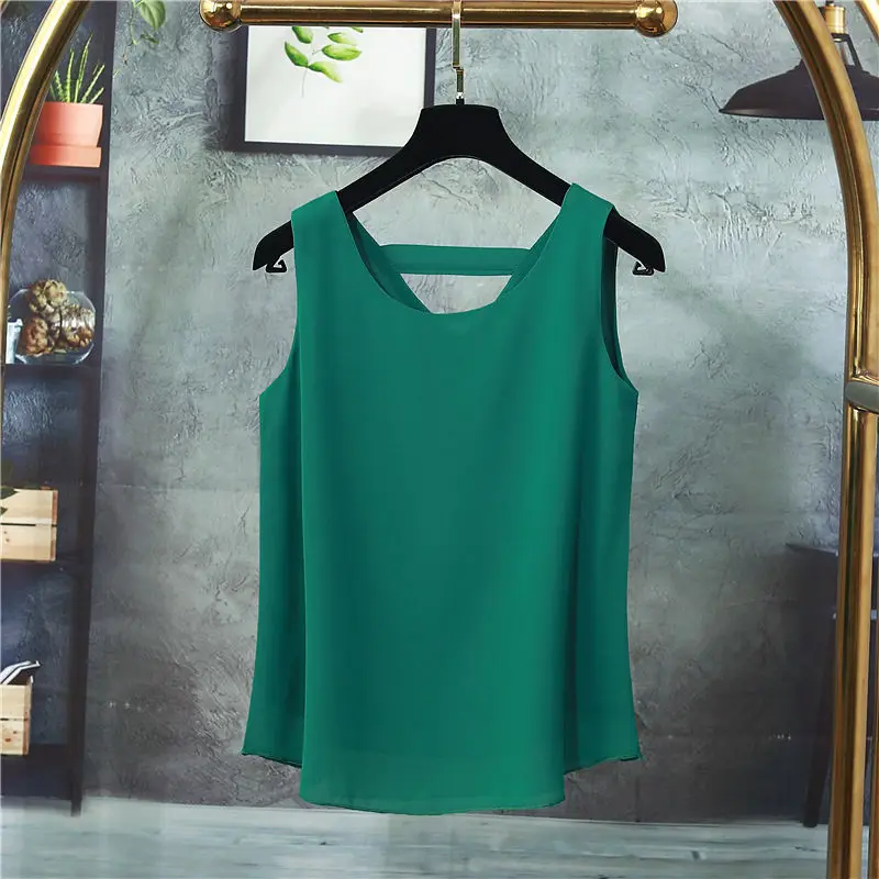 

MOYISU Large size Womens Chiffon Blouse Loose Sleeveless Shirts 2022 New Summer Plus Size 5XL Blouses Tops Blusa Oversize