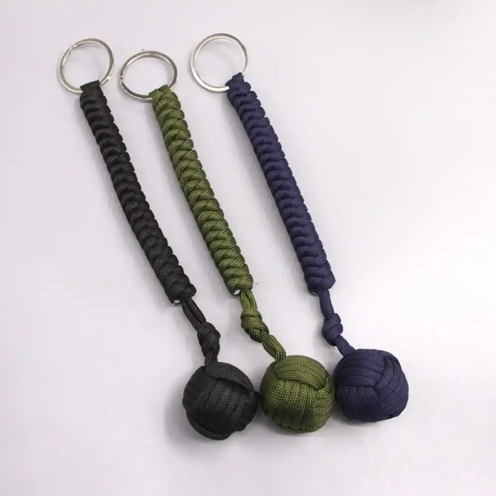 Multi-function Portable Paracord Keychain Survival Self Defence Ball Keyring New