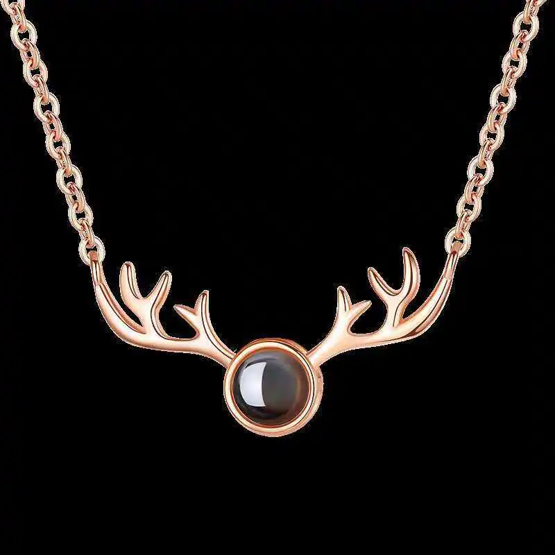 

Douyin Celebrity Style All the Way to Have You Memory Love of Projection Necklace 100 Kind Language I Love You Choker Do Not Fad