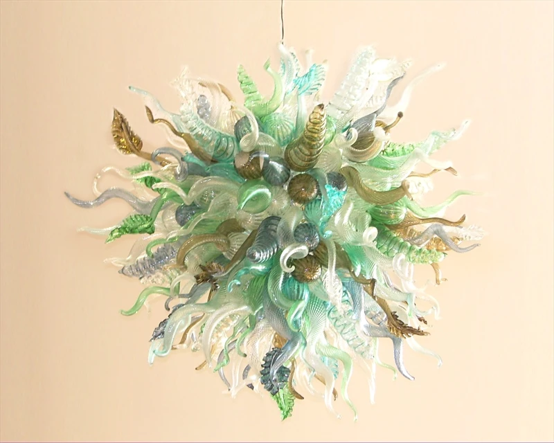 

Dinner Room Living Room Decor Green Light Fixtures Murano Crystal Chandelier Lighting
