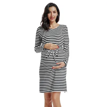 

maternity dresses for photo shoot pregnancy dress vestidos pregnant maternity dress vestido embarazada Long Sleeve Striped Z4