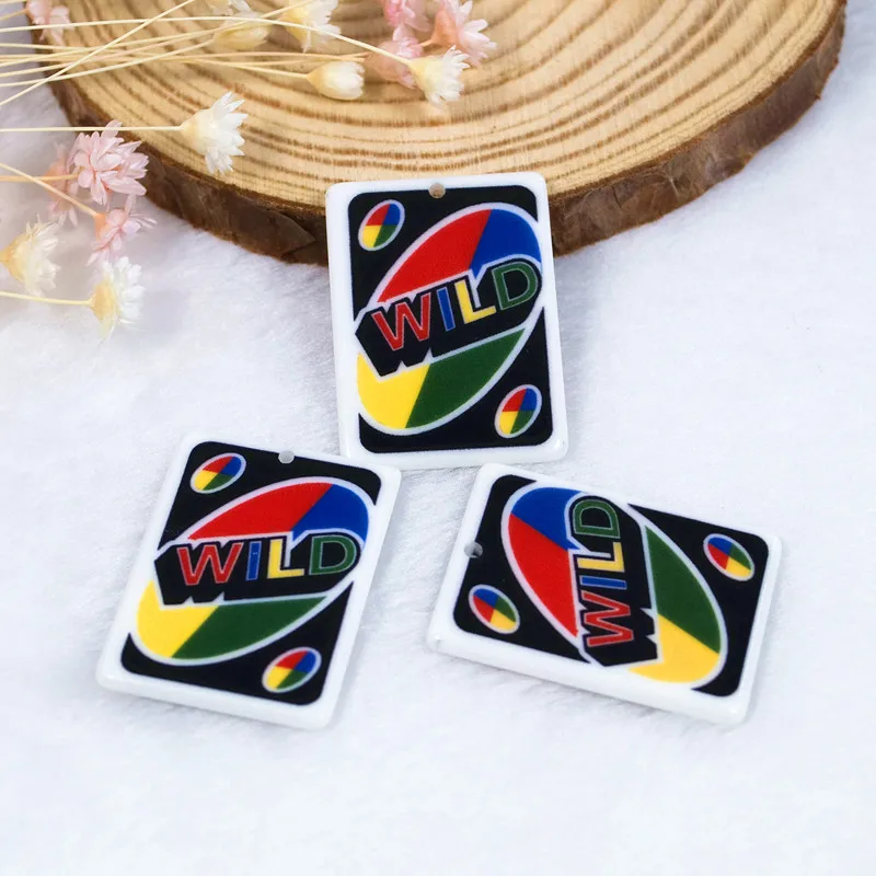 

10pcs /lot 34mm*25mm Flatback Resin Poker Resin Game Card Charms For DIY Jewelry Materials