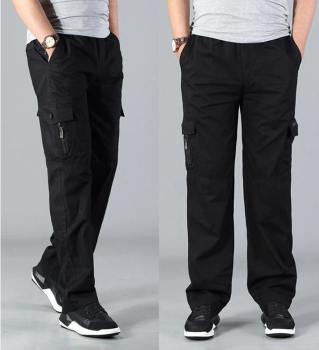 8XL 130KG Men Cargo Pants Stretch Straight Trousers autumn Khaki Large Size Big Pocket Military Safari Casual Pants 3