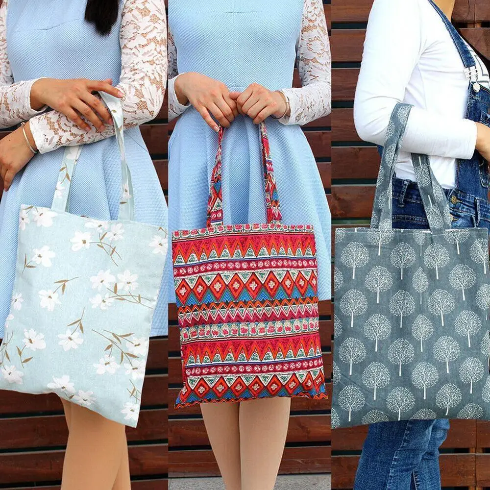 

Women Handbag Student Cotton Linen Fashion Shoulder Tote Handbag Eco Shopping Large Capacity Canvas Purse