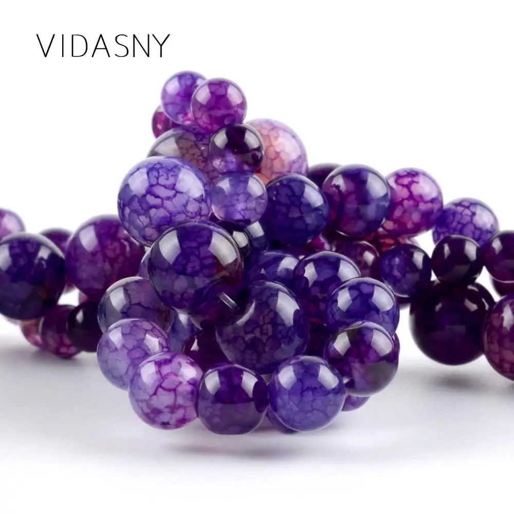 Натуральный природный камень Фиолетовый Dragon vein агатовые бусины для изготовления ювелирных изделий 6 8 10 мм круглый разделительные бусины для изготовления браслетов Цепочки и ожерелья 15''