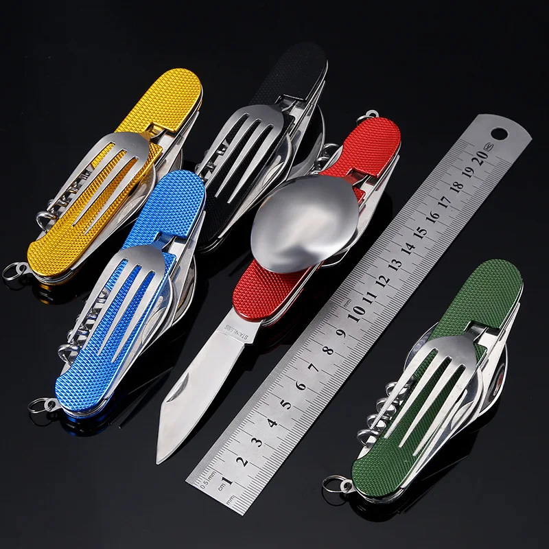 

Multi-functional Folding Splittable Type Combination Outdoor Travel Tableware Multi-functional Switzerland Knife Gift Knife Frui
