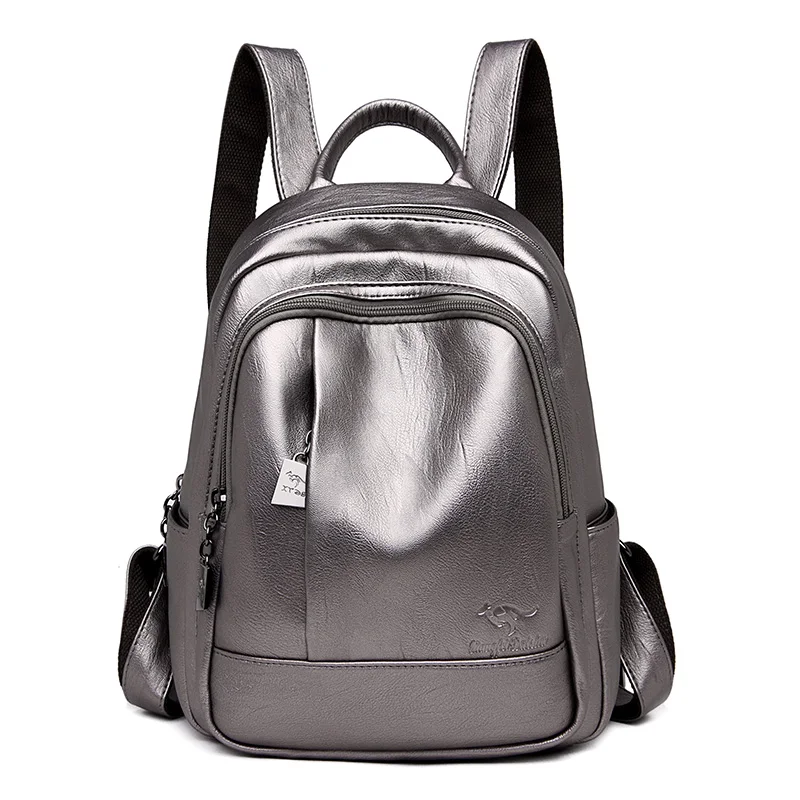 Повседневные женские мягкие кожаные рюкзаки высокого качества рюкзак женский Mochila рюкзаки для школы подростков для девочек рюкзак для путешествий - Цвет: Bronze