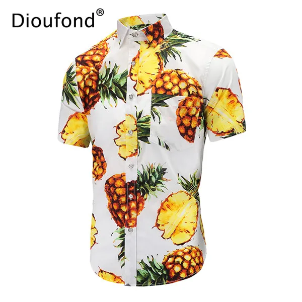 Dioufond Гавайская Мужская рубашка бренд цветочный принт мужские летние рубашки уличная Свободная Повседневная рубашка с коротким рукавом мужские s Топы - Цвет: JT035PR001