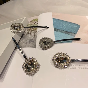 

1Pc Bling Court Retro Geometric Bangs Hairpin Rhinestone Crystal Side Word Hairpin Hair Clips