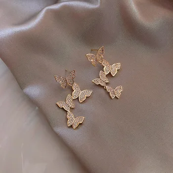 

2020 New Angel wings Rhinestone Hanging Dangle exquisite Exaggerated Fashion Stud Earrings elegant Prevent Allergy Earrings