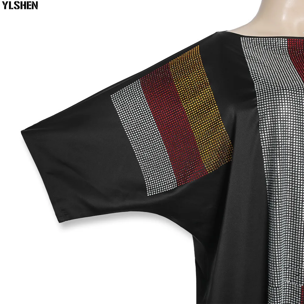 African Dresses for Women 2020 Dashiki Silk Diamonds Stripe Robe Boubou Africaine Femme Africa Maxi Dress African Clothes Ladies 09