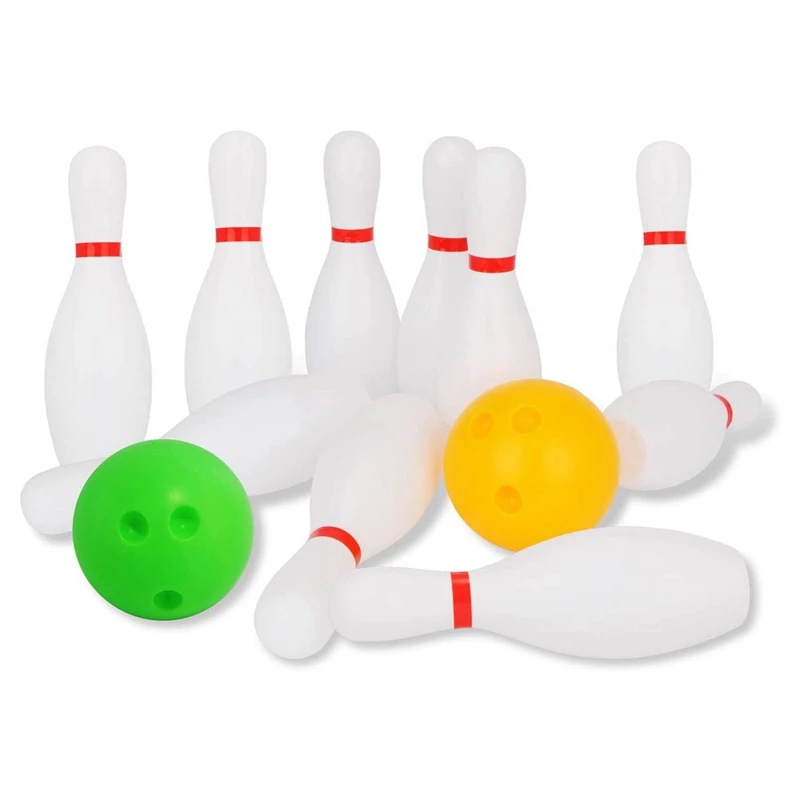 

Kids Bowling Set Toy Includes 10x Classical White Pins and 2x Balls Indoor Outdoor Games for Children's