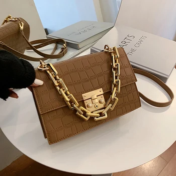 

с доставкой Thick Chain Small PU Leather Flap Bags 2020 Branded Trend Women's Trending Designer Crossbody Shoulder Handbags