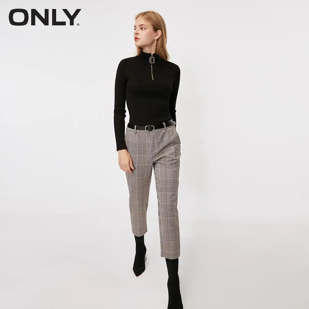ONLY Women's Straight Fit Checked Capri Pants | 11916J501