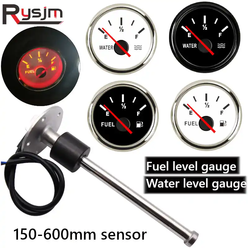 S2 2" 52mm Car Universal Fuel Level Gauge Meter W/ Fuel Sensor E 1/2 f