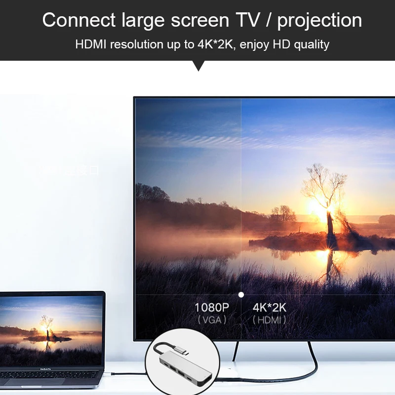 Концентратор Bkscy Type C адаптер Hdmi 4K концентратор USB в гигабитный Ethernet Rj45 Lan для Mac Book