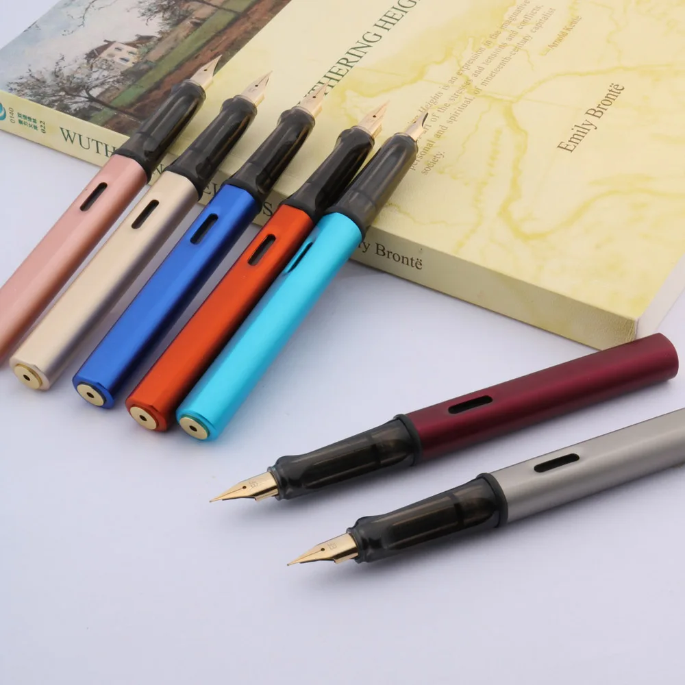 luxury alumina transparent student gift ink pen metal golden color EF