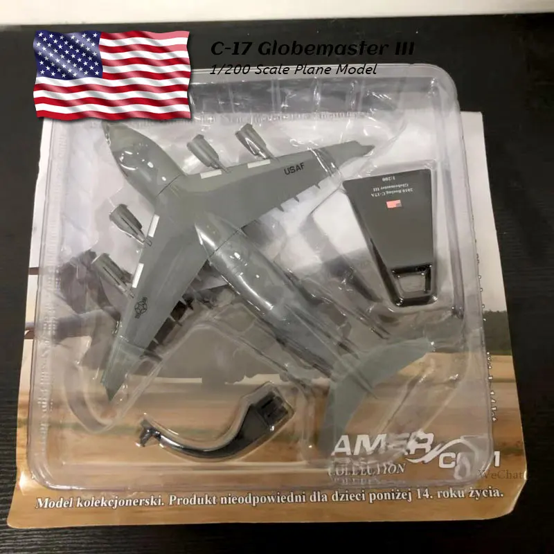  AMER 1/200 Scale Military Model Toys USA C-17 Globemaster III Military Transport Aircraft Diecast M