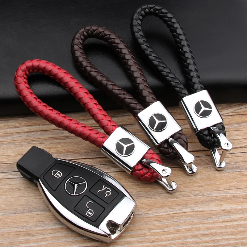 

Key For Mercedes Benz W202 W203 W204 W210 W211 W212 W213 W463 GLA GLC E300 Car KeyChain KeyRing Braided Rope Key Chain Pendant