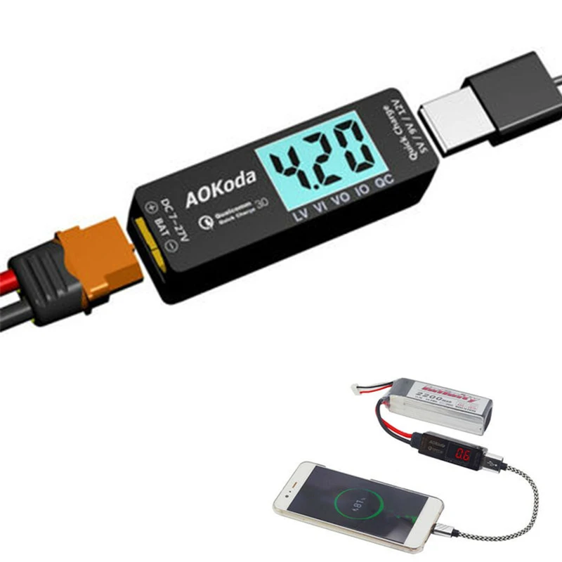 AOKoda Lipo To USB Power Converter QC3.0 Adapter Quick Charger for Smartphone Tablet PC High Quality