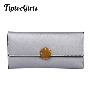 

New Arrive Multi-function Cards Bag Solid Color Women Long Clutch Wallet Hasp Buckle Triangle Folding Wallets Casual Girls Purse