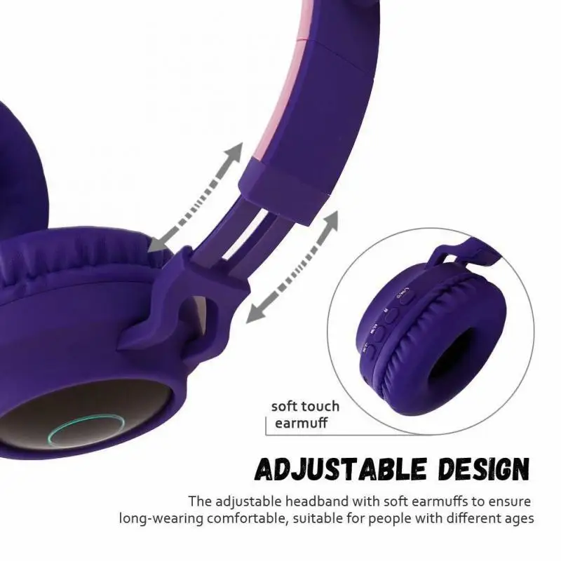 Cat Ear Baby Headphones Headset Wireless Bluetooth 5 0 Stereo Universal Ear Kids Gaming Flashing Glowing With Microphone