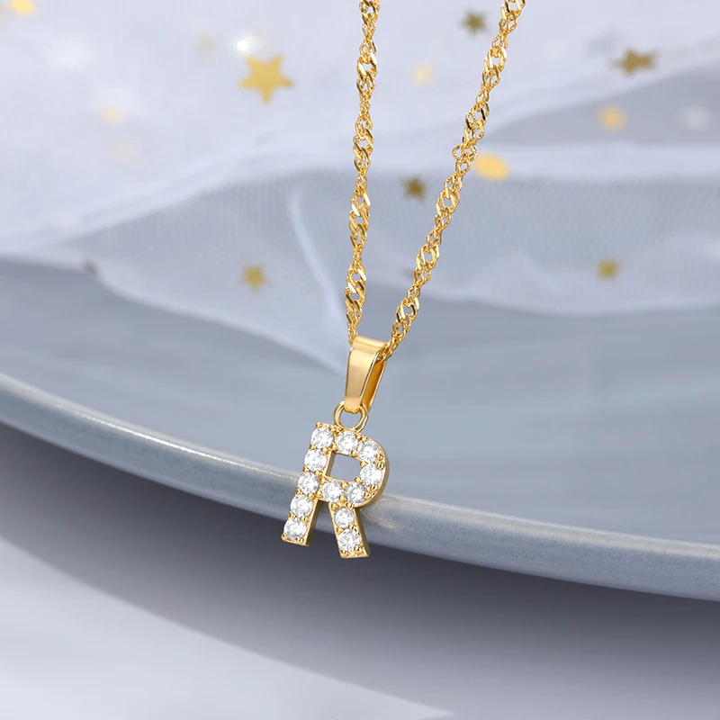 Cubic Zircon Alphabet Necklace | Cubic Zircon Pendant