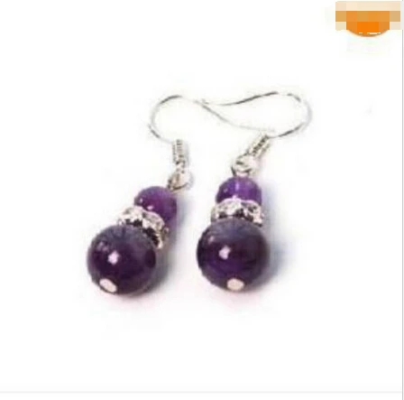 +++ Natural 8-10mm Russian Amethyst Gem Beads Earring AAA 18K GP style Fine jewe Noble jade FREE SHIPPING | Украшения и