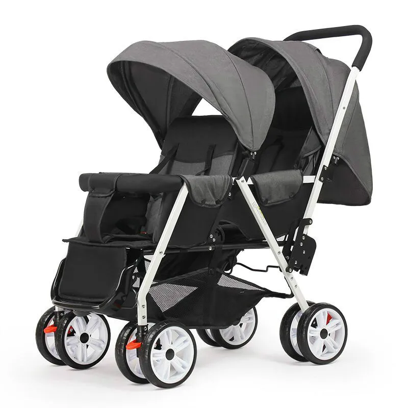 Twin Baby Strollers Lightweight Folding Front Rear Reclining Trolley Baby Double Stroller Can Lie Flat - Цвет: A1
