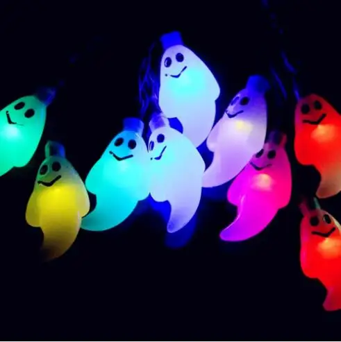 Лампочки для Хэллоуина призрак светодиодный гирлянды с лампочками карнавальный костюм зомби вечерние украшения сада фестиваль свет шнура