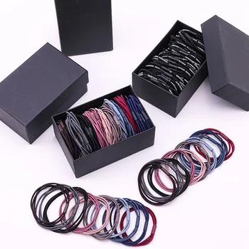 

1Set Box Packed Basic Elastic Women Solid Ponytail Holder Elegant Hairbands Colorful Scrunchie Rubber Headband Hair Accessories