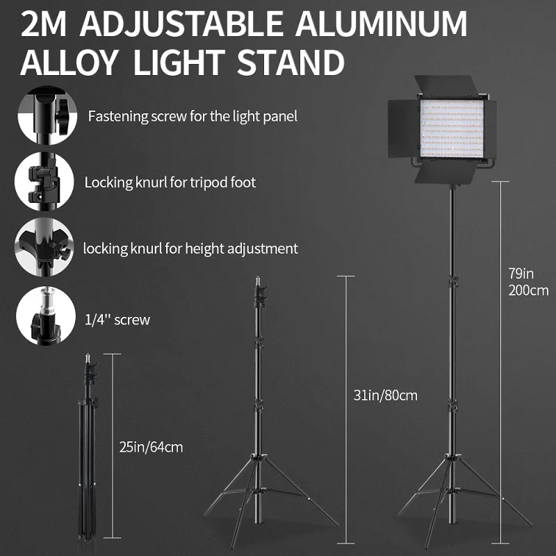 TRAVOR photography light L4500K Video Light 2 Set With Tripod Dimmable Studio panle light for studio photograpy photo LED light