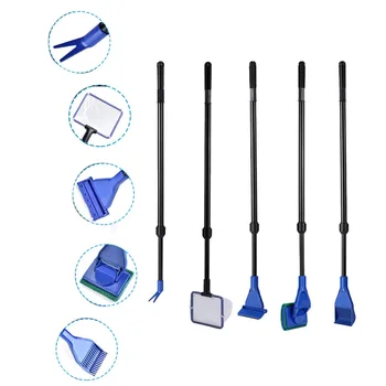 

5Pcs/Set Aquarium Accessories Net Gravel Rake Algae Scraper For Aquarium Tank Sponge Brush Fish Tank Aquatic Pet Cleaning Tools