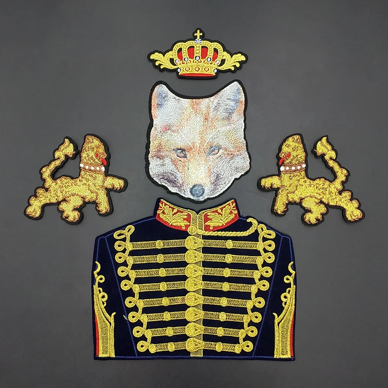 

1 Set Fashion Embroidery Royal Crown Dog Fabric Patch Badges For Clothing Jeans Jacket Accessories Applique Sew On DIY Supplies