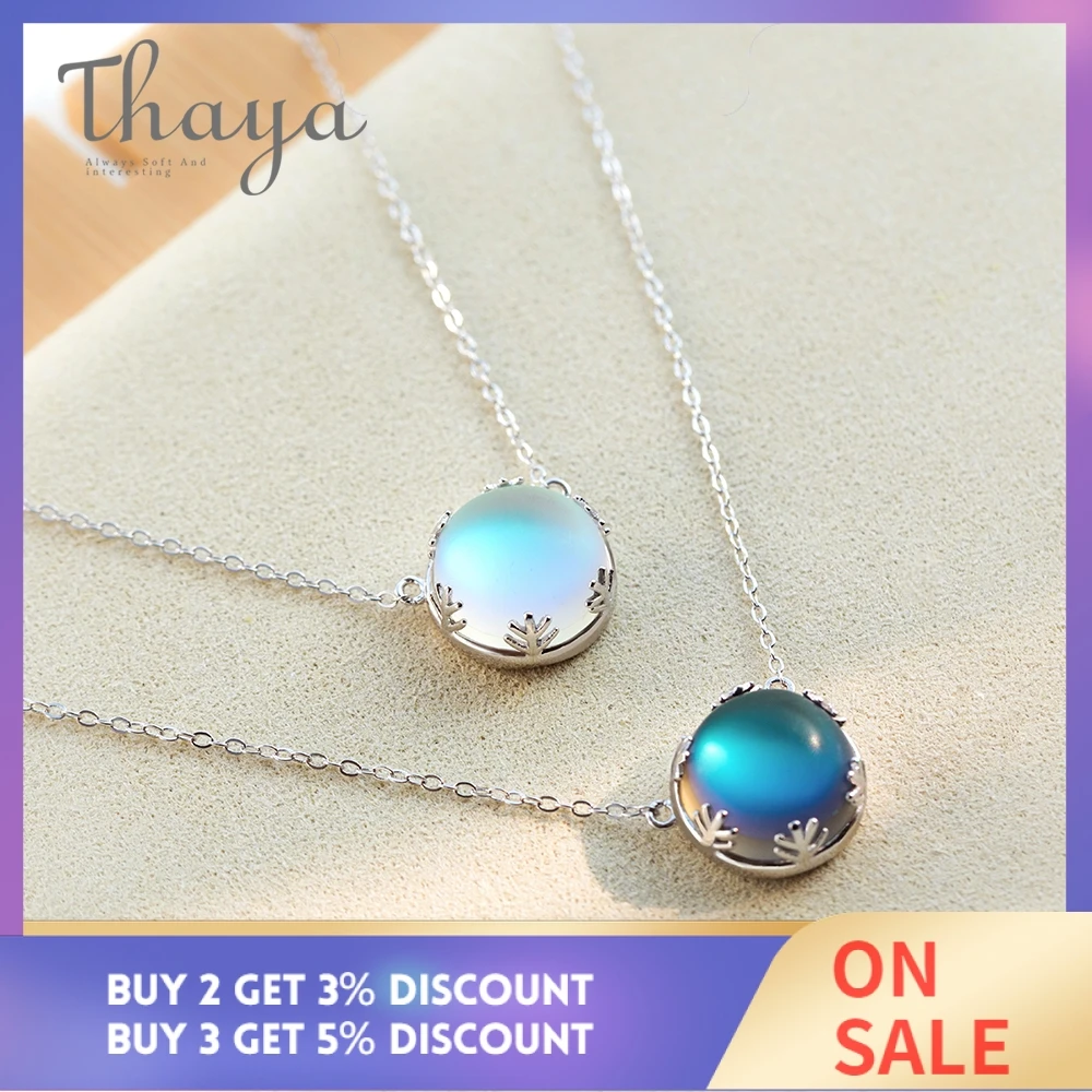 Цена Thaya, 55 см, подвеска Аврора, ожерелье, Halo, кристалл, драгоценный камень, s925 серебро, масштабный светильник, ожерелье для женщин, элегантное ювел...