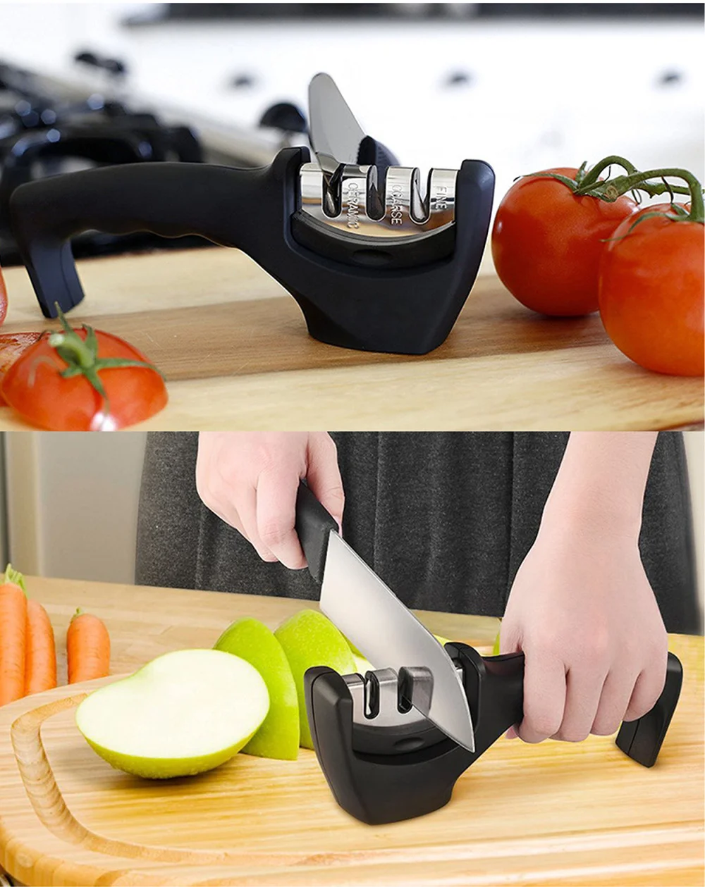 3 Stage Professional Knife Sharpener  Kitchen Sharpening Stone Grinder Knife Whetstone Tungsten Diamond Ceramic Trendy Sharpeners Tools