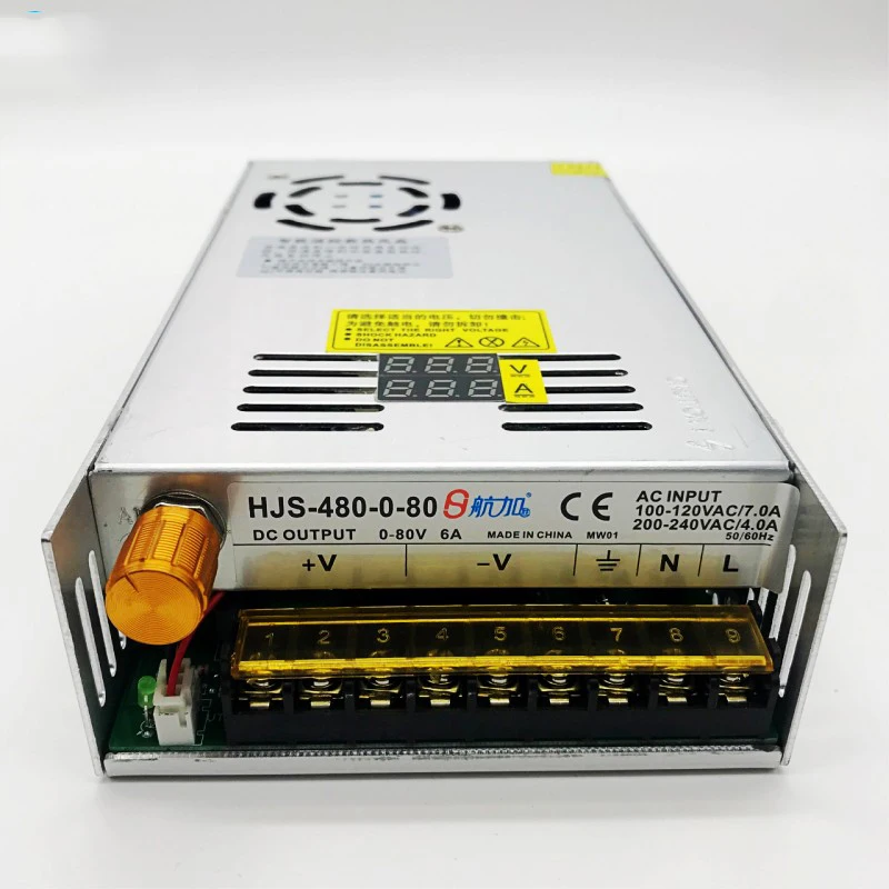 0-80V 6A 480W Double Digital Display Adjustable Switching Power Supply HJS-480-0-80 DC voltage regulator Transformer 80V 6A